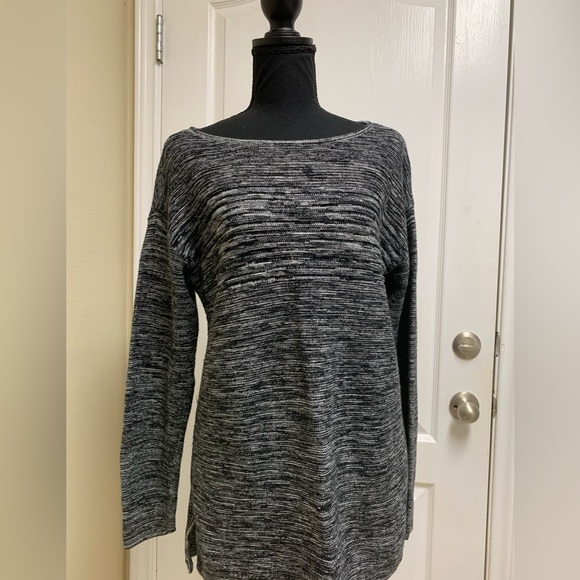 Ellen Tracy black & white knit long top blouse sweater tunic Large - Picture 10 of 15